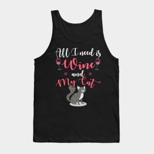 Best Gift Idea for Cat & Wine Lovers Tank Top